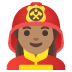 👩🏽‍🚒 woman firefighter: medium skin tone display on Google